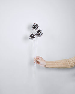 Pine Cones Frosted Texture | 3 Stems