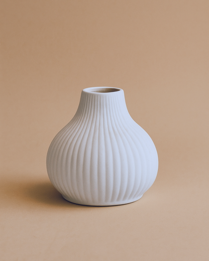 Fluted Clay Trio Ceramic Vase Set