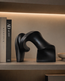 Black Fluid Wooden Sculpture