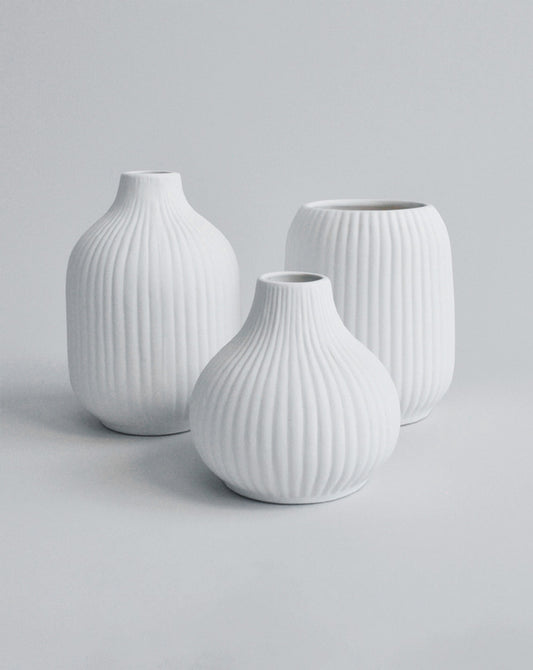 Fluted clay trio