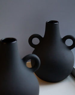 Kora Black Ceramic Vase