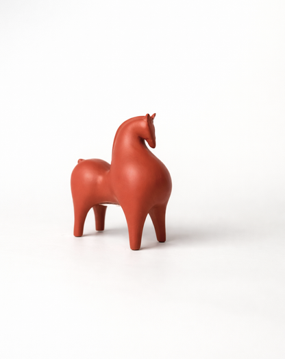 Modern Rust Red Horse Sculpture